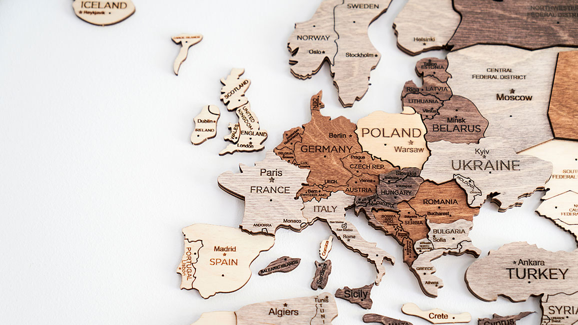 Karte von Europa aus Holz
