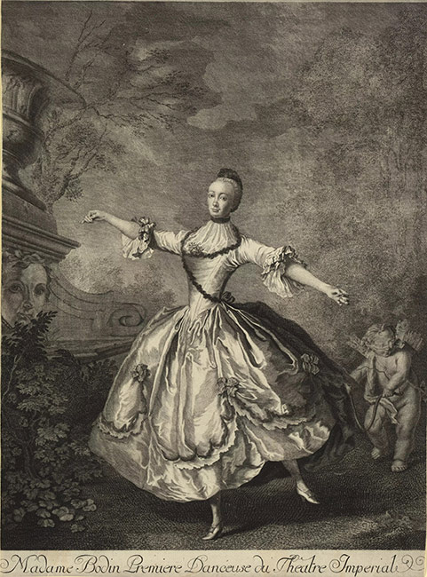 Jakob Matthias Schmutzer (Künstler), Bildnis von Louise Bodin-Geoffroy, Ballettänzerin, 1756