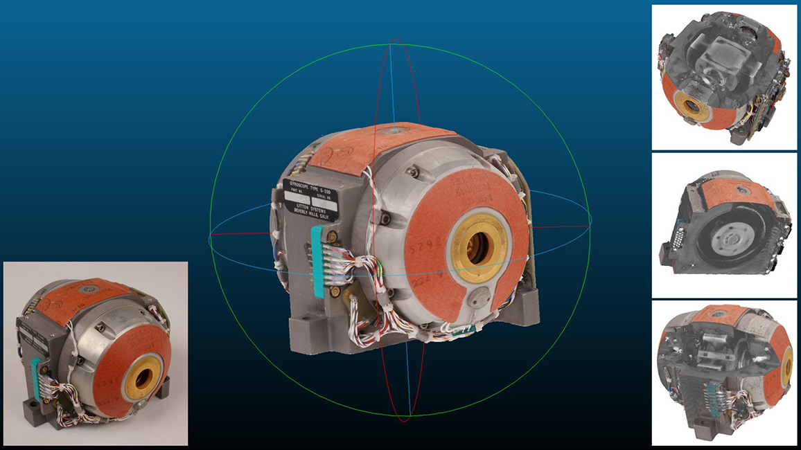 3D-Modell des Kreisels G200 der Inertialplattform Litton LN-3. 