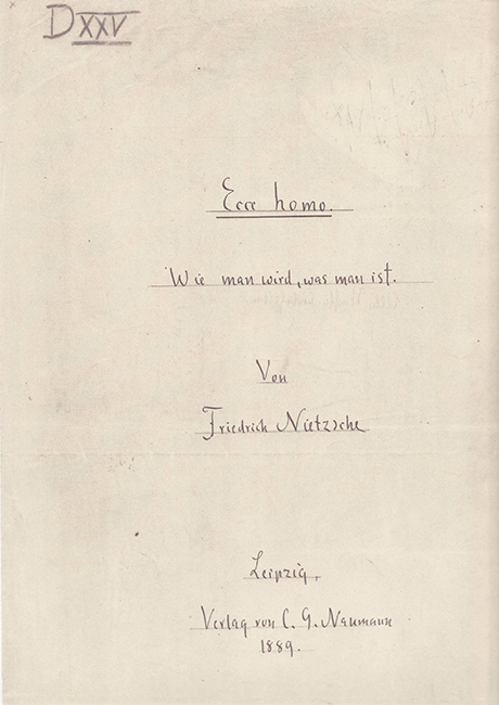 Nietzsches handschriftliches Titelblatt zu Ecce homo