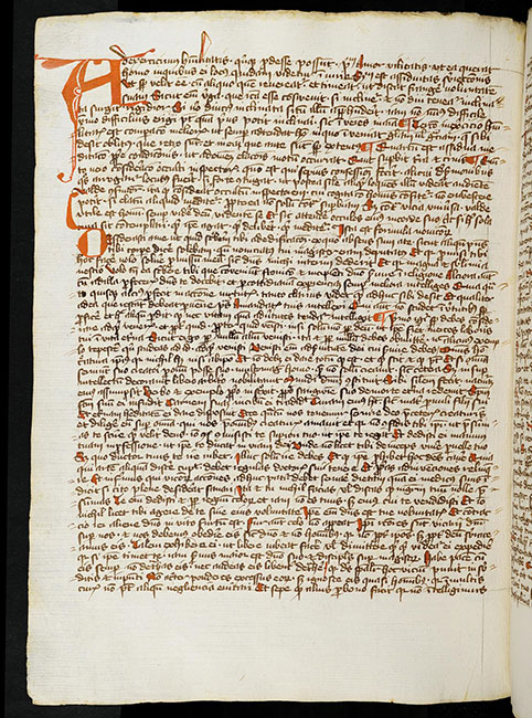 Handschrift des David von Augsburg zugewiesenen Werkes „Vom äußeren und inneren Menschen“ aus dem 14. Jahrhundert