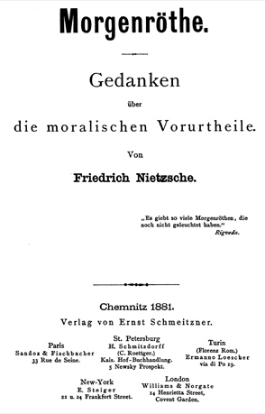 Titelblatt der Morgenröthe, 1881