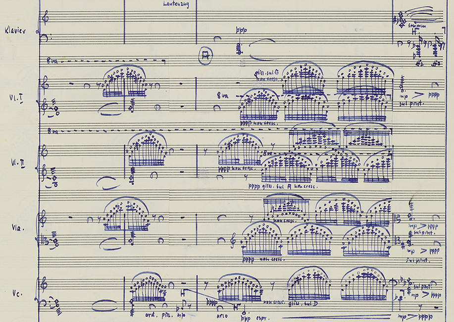 Kontraste, Musik zu einem imaginären Ballett nach einer Idee von Fred Schneckenburger, Partiturautograph (Ausschnitt)