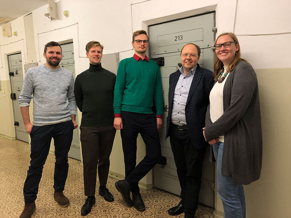 Das Projektteam der Gedenkst&auml;tte Hohensch&ouml;nhausen (v.l.n.r): Martin Sobczyk, Michel Kusche, Konstantin Neumann, Dr. Michael Sch&auml;bitz, Franziska Richter