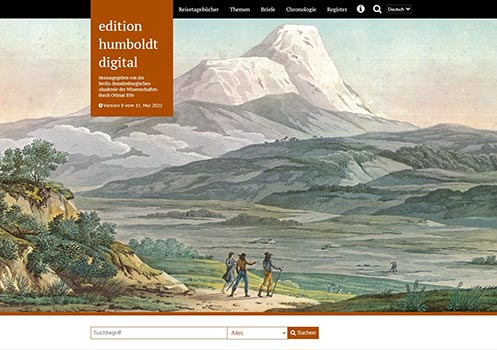 Screenshot Startseite der edition humboldt digital 