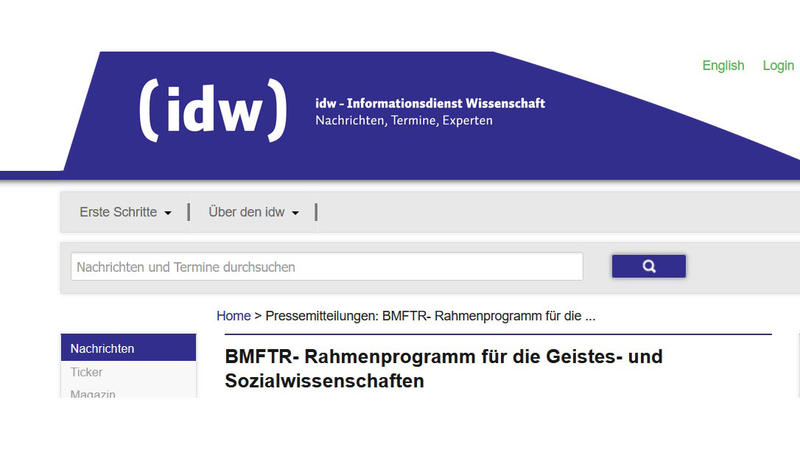 Öffnet idw-Meldungen